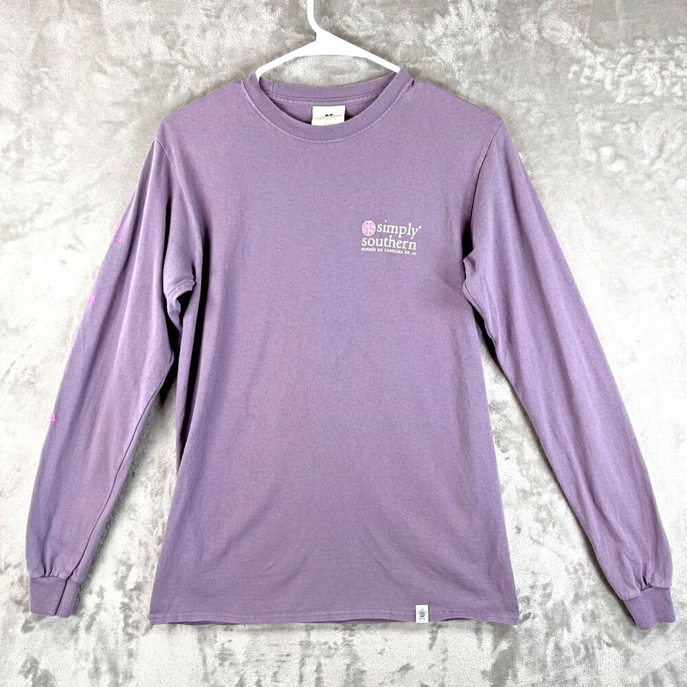 Simply Southern Women’s Small Purple Camping Camper Long Sleeve Graphic Shirt